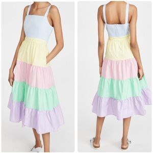 English‎ Factory Colorblock Rainbow Tiered Midi Dress Size XS